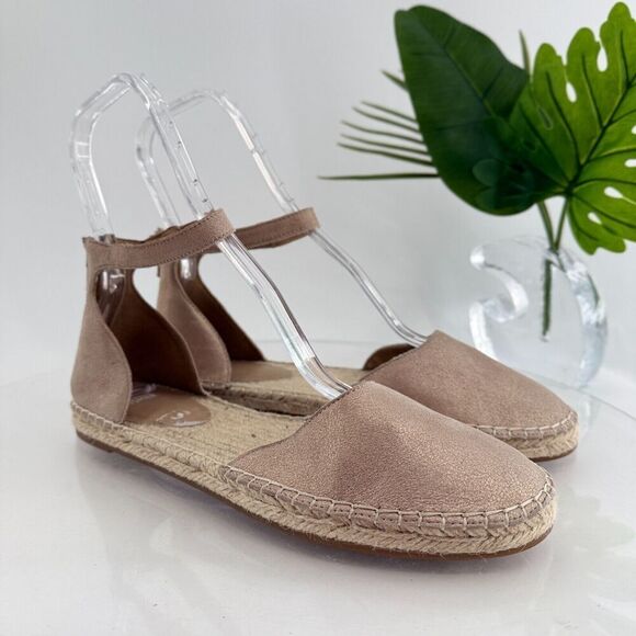 Eileen Fisher Womens Lala Espadrille Flat Size 10 Beige Metallic Leather - Picture 1 of 14